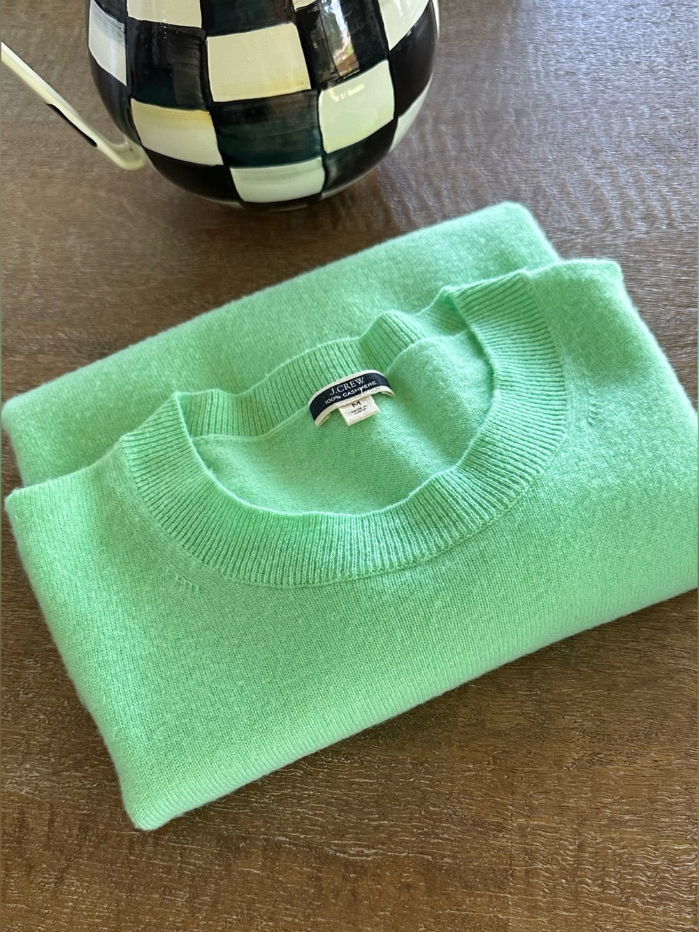 J. Crew Lime Green Crewneck Sweater 100% Cashmere.